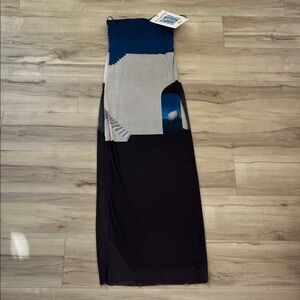 Zara Strapless Black and Blue Dress